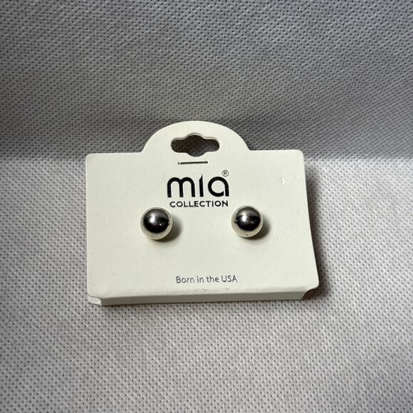 Mia Collection Earrings Silver Color Balls Stud - Picture 1 of 4